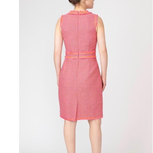 J.Crew NWT Sheath Dress Neon Fringe Tweed Knee L. - Picture 4 of 7